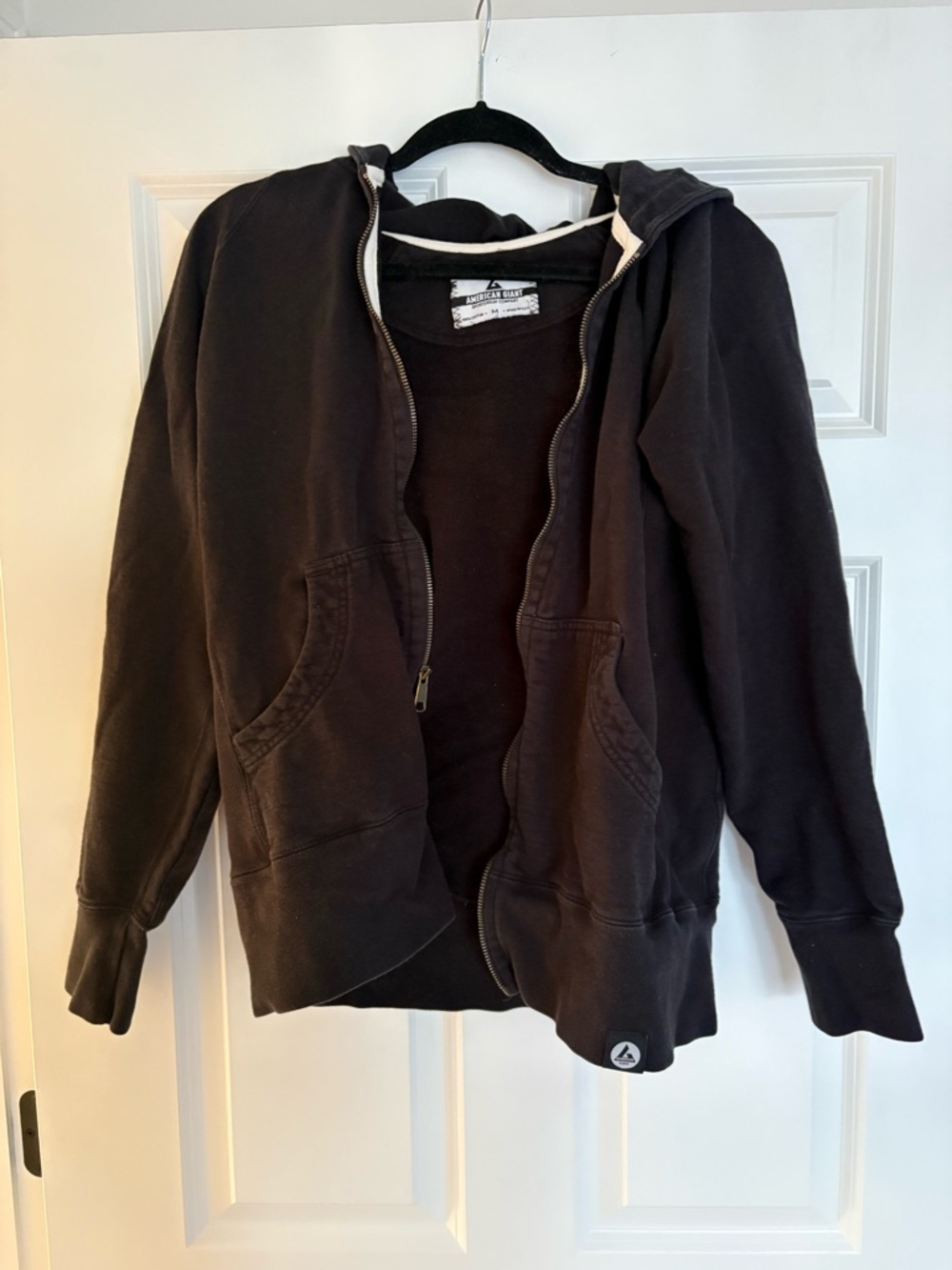American Giant Black Zip-Up Hoodie Sweater